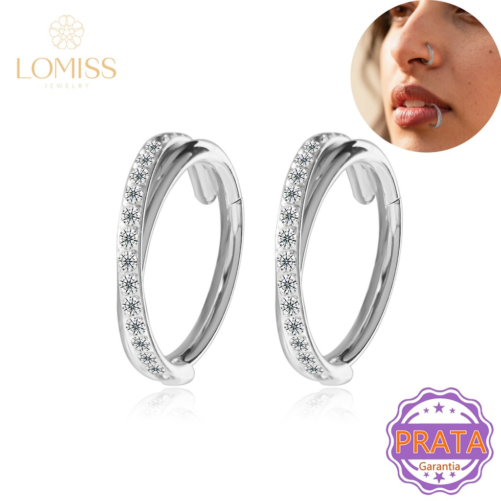 Piercing Argola Nariz Septo Prata 925 Com Zircônia Lateral Circular | Septum Orelha Boca Tragus Helix Conch Transpassado Piercing Argola Nariz Septo Prata 925 Com Zircônia Lateral Circular | Septum Orelha Boca Tragus Helix Conch Transpassado
