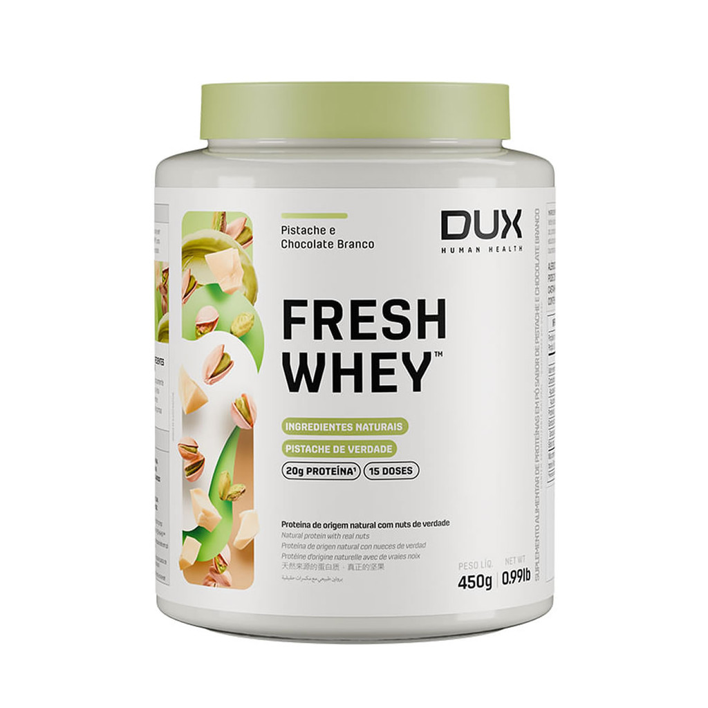 Fresh Whey – 450g Pistache e Chocolate Branco – Dux Nutrition Fresh Whey – 450g Pistache e Chocolate Branco – Dux Nutrition
