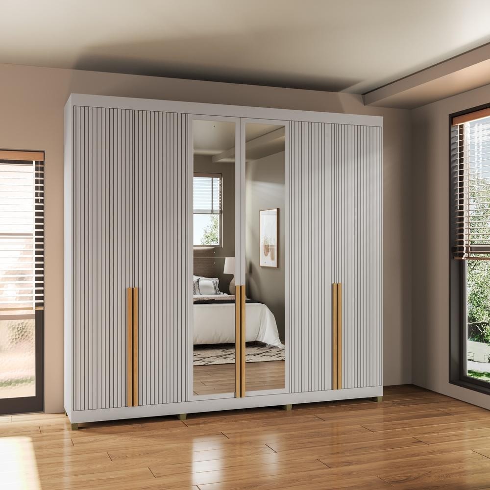 Guarda Roupas 6 Portas Pux Nature Andorra Cinza Claro MDF Casamia Guarda Roupas 6 Portas Pux Nature Andorra Cinza Claro MDF Casamia