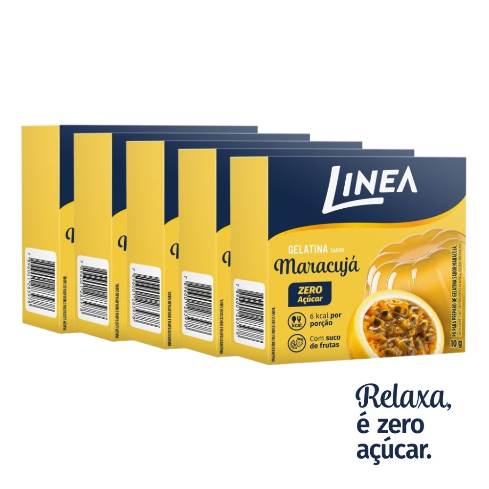 Kit 5 Gelatinas em pó Linea Sabor Maracujá de 10g Kit 5 Gelatinas em pó Linea Sabor Maracujá de 10g