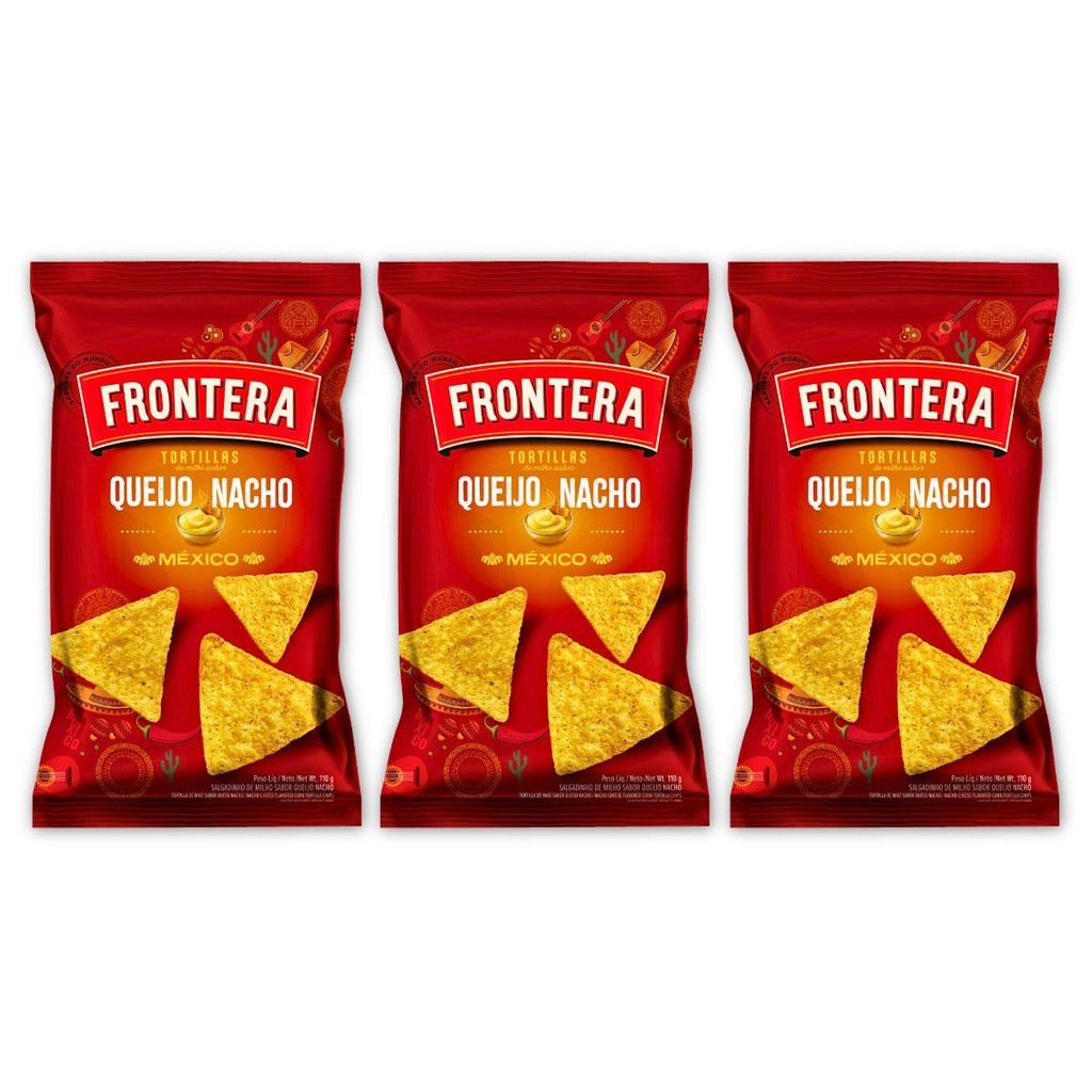 Kit 3un Tortilha De Milho 110G Queijo Nacho Frontera México Kit 3un Tortilha De Milho 110G Queijo Nacho Frontera México