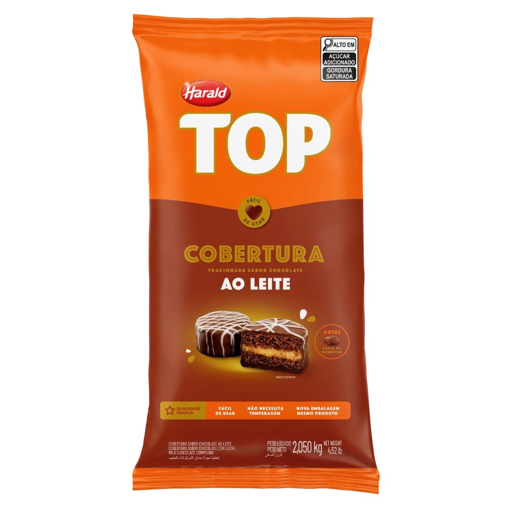 Cobertura de Chocolate ao Leite Top – Gotas 2,05Kg HARALD Cobertura de Chocolate ao Leite Top – Gotas 2,05Kg HARALD