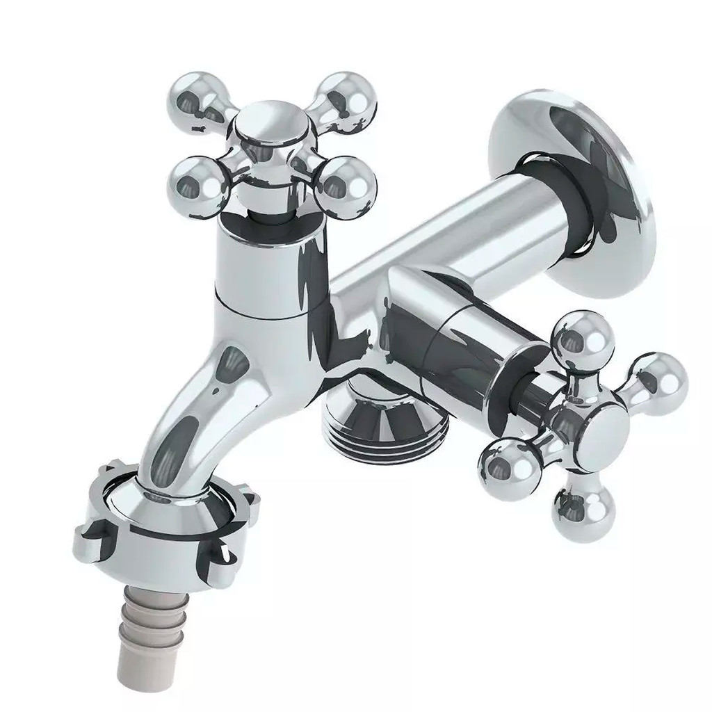 Torneira Cromada Metal Parede 1428 C33 1/4 Volta Para Tanque Lavadora Máquina De Lavar Daviti Torneira Cromada Metal Parede 1428 C33 1/4 Volta Para Tanque Lavadora Máquina De Lavar Daviti