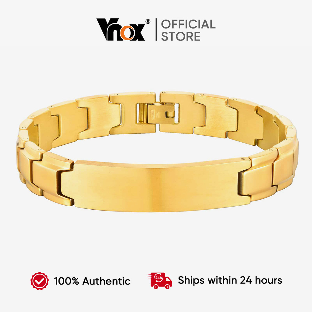 VNOX Pulseira Masculina Com Nome Personalizado , Em Tom Dourado , Vintage Americano , Aço Inoxidável , Resistente À Ferr VNOX Pulseira Masculina Com Nome Personalizado , Em Tom Dourado , Vintage Americano , Aço Inoxidável , Resistente À Ferr