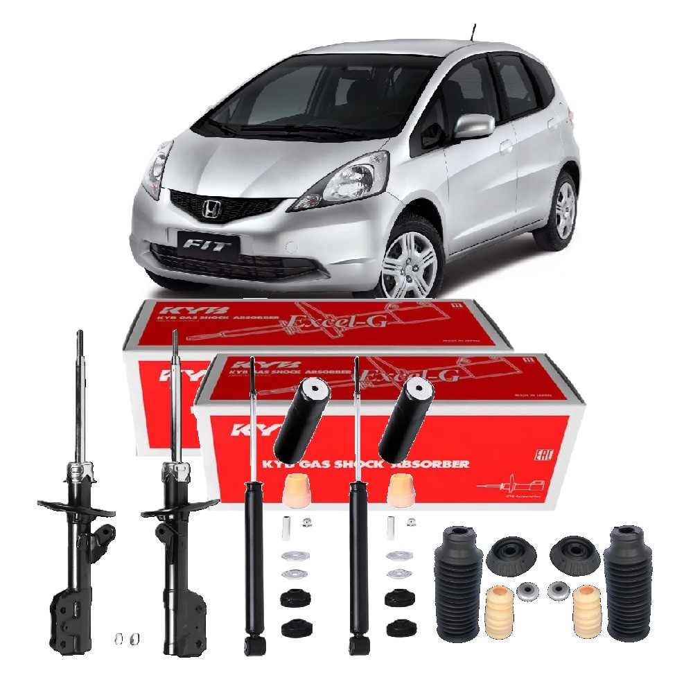KIT 4 AMORTECEDORES KAYABA C/ KITS HONDA FIT 2003 ATÉ 2008 KIT 4 AMORTECEDORES KAYABA C/ KITS HONDA FIT 2003 ATÉ 2008