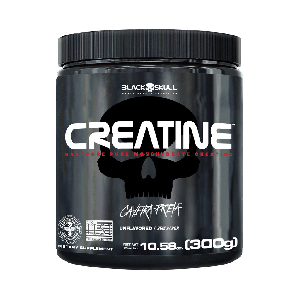Creatina Pura e Monoidratada de 300g da Black Skull Creatina Pura e Monoidratada de 300g da Black Skull