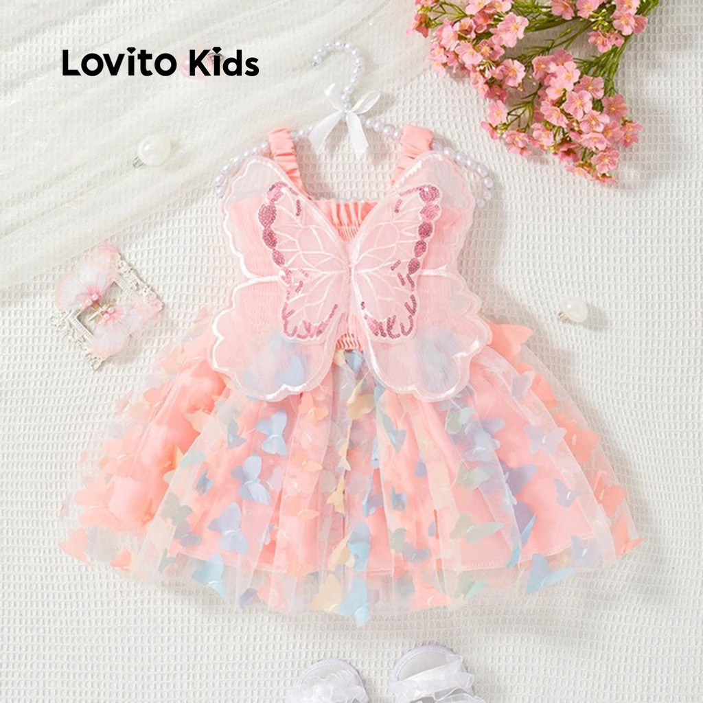 Lovito Kids Vestido Borboleta de Tecido com Costura Primavera/verão para Bebê LCSSCSE8 Lovito Kids Vestido Borboleta de Tecido com Costura Primavera/verão para Bebê LCSSCSE8