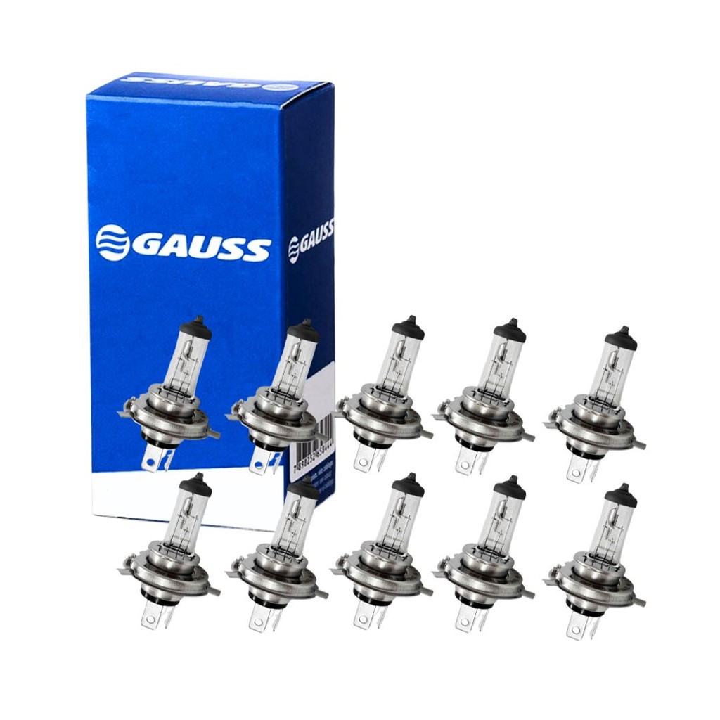 Kit 10 Lâmpadas H4 Halógena 60/55W 12v Farol Alto Farol Baixo Gauss GL11H4 Kit 10 Lâmpadas H4 Halógena 60/55W 12v Farol Alto Farol Baixo Gauss GL11H4