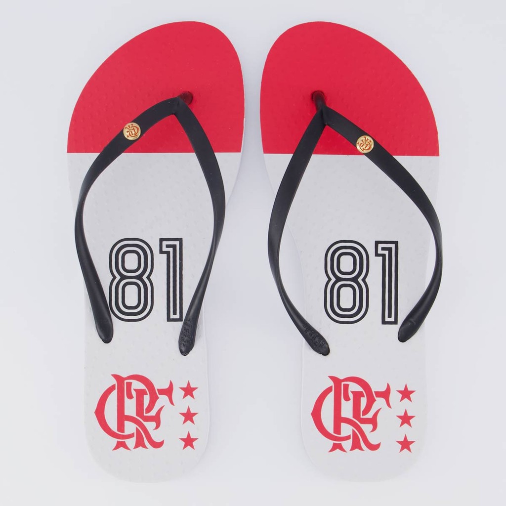 Chinelo Flamengo Manto Mundial Feminino Branco e Preto Chinelo Flamengo Manto Mundial Feminino Branco e Preto