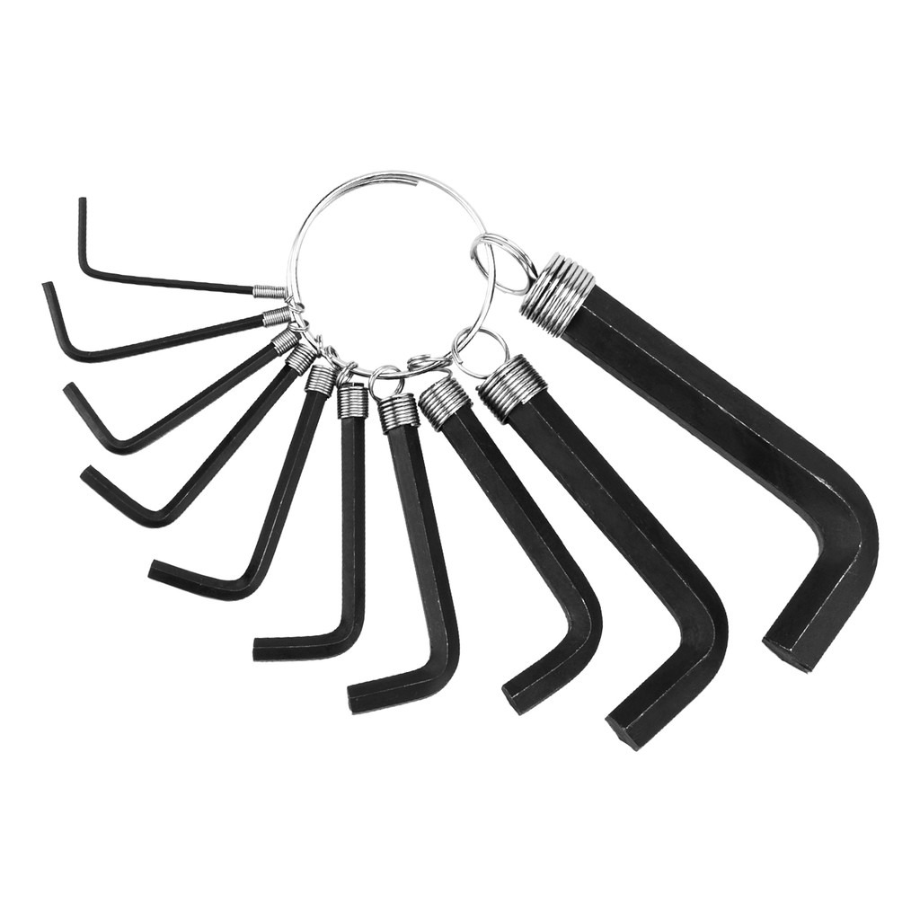 JOGO DE CHAVE ALLEN CURTA, OXIDADO PRETO, COM ARGOLA, 1,5-10MM, 10PCS // SPARTA JOGO DE CHAVE ALLEN CURTA, OXIDADO PRETO, COM ARGOLA, 1,5-10MM, 10PCS // SPARTA