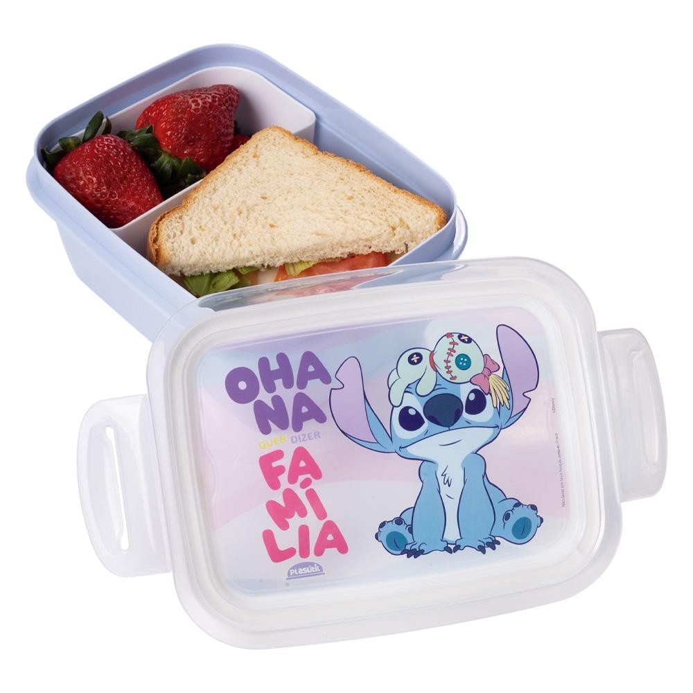 Marmita Hermética Stitch Divisória Lancheira Disney Plasútil Marmita Hermética Stitch Divisória Lancheira Disney Plasútil
