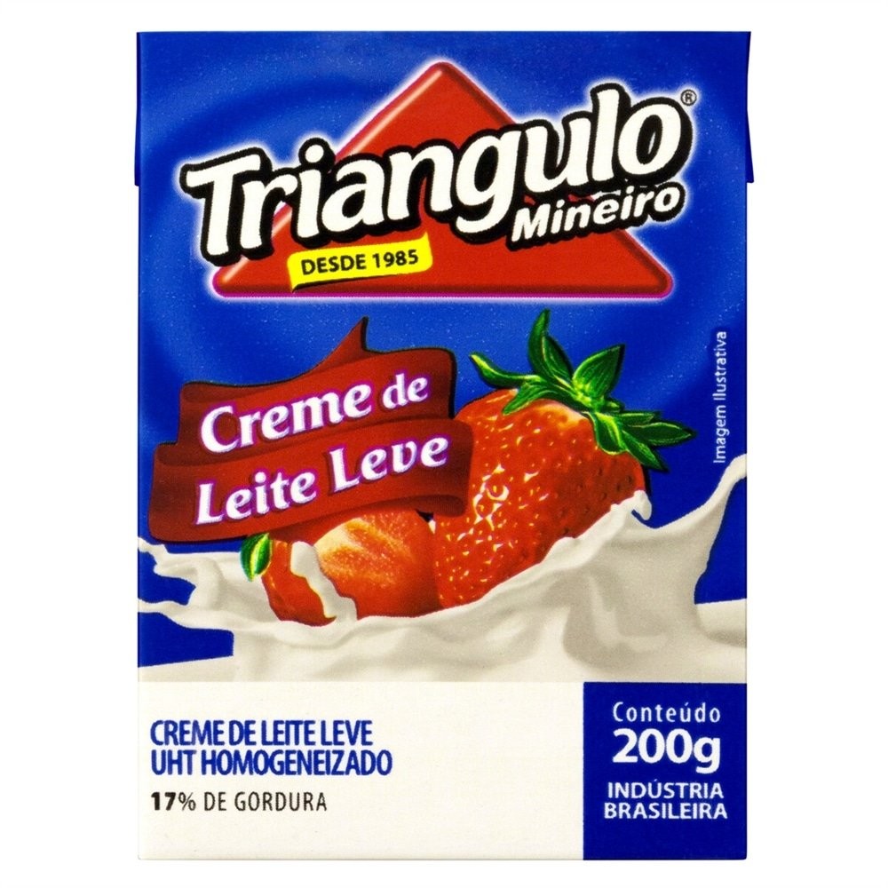 Creme de Leite Triângulo – Leve com 10% de Gordura UHT 200g – Embalagem com 27 Unidades