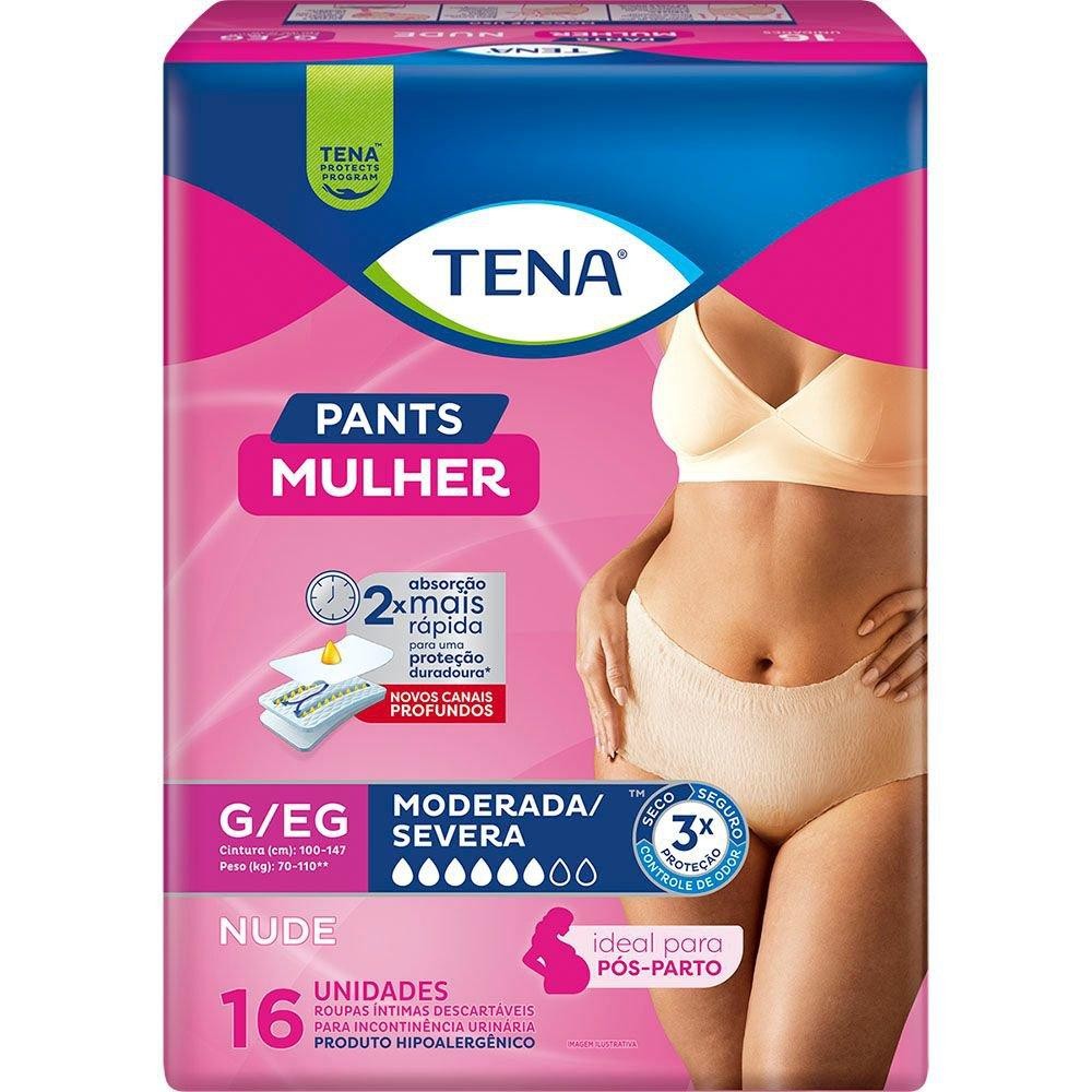Calcinha Descartável Roupa Íntima Tena Pants Mulher Nude G/EG 16 Unidades Calcinha Descartável Roupa Íntima Tena Pants Mulher Nude G/EG 16 Unidades