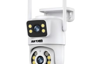 Câmera de Segurança Wi-fi Branco Dome de Dupla Lente com Sensor de Movimento - com App ICSEE - CCTV Security Cameras vendido por JORTAN