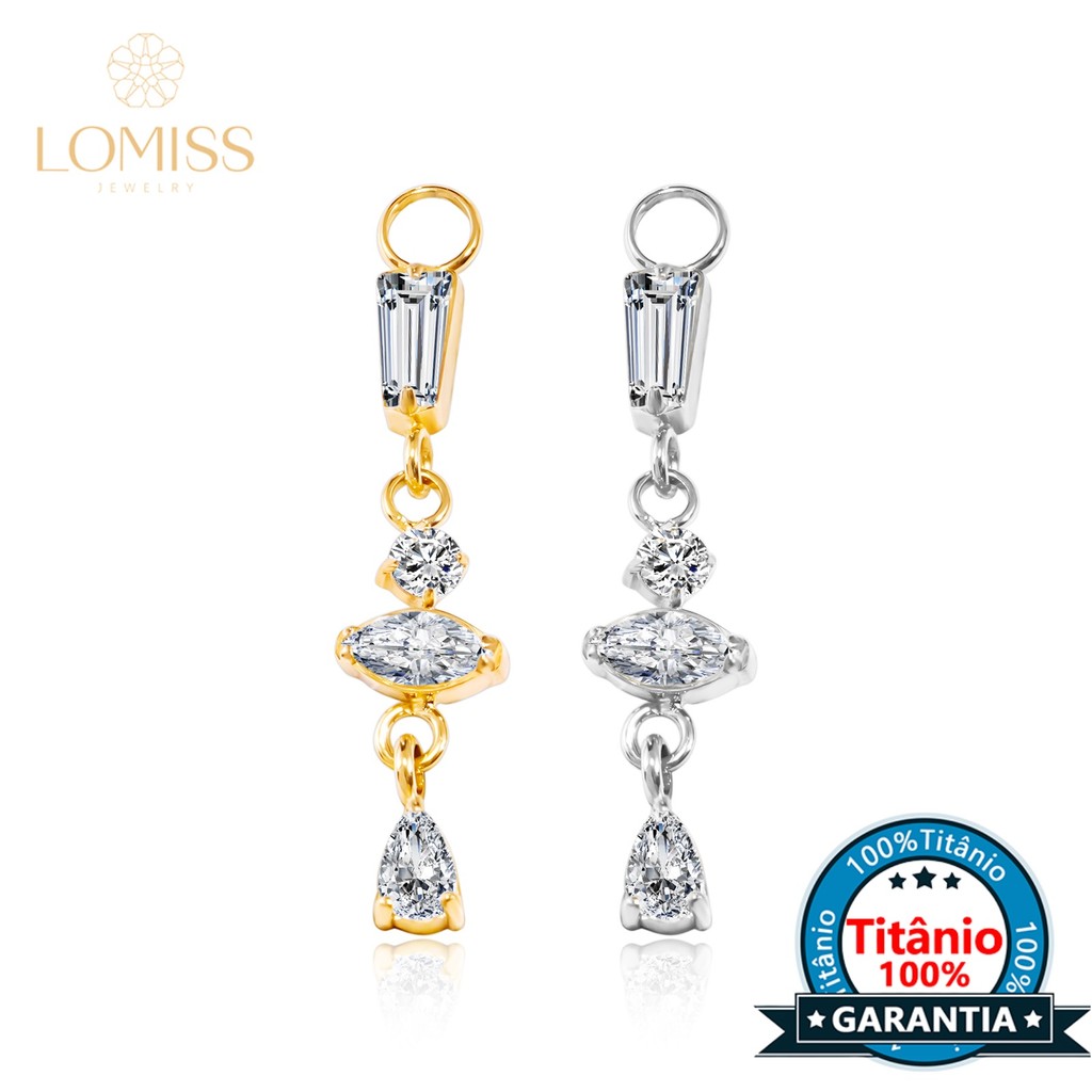 Corrente Titânio Pvd Piercing 4 Zircônias Cravejado – Para Orelha Cartilagem Helix Tragus Conch Corrente Titânio Pvd Piercing 4 Zircônias Cravejado – Para Orelha Cartilagem Helix Tragus Conch