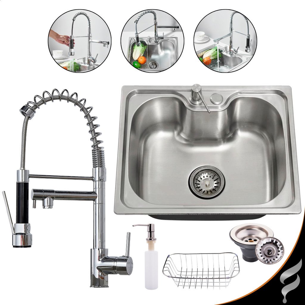 Cuba Gourmet Cozinha Pia Aço Inox 50x40cm Escovada Com acessórios e Torneira Gourmet Monocomando Cuba Gourmet Cozinha Pia Aço Inox 50x40cm Escovada Com acessórios e Torneira Gourmet Monocomando