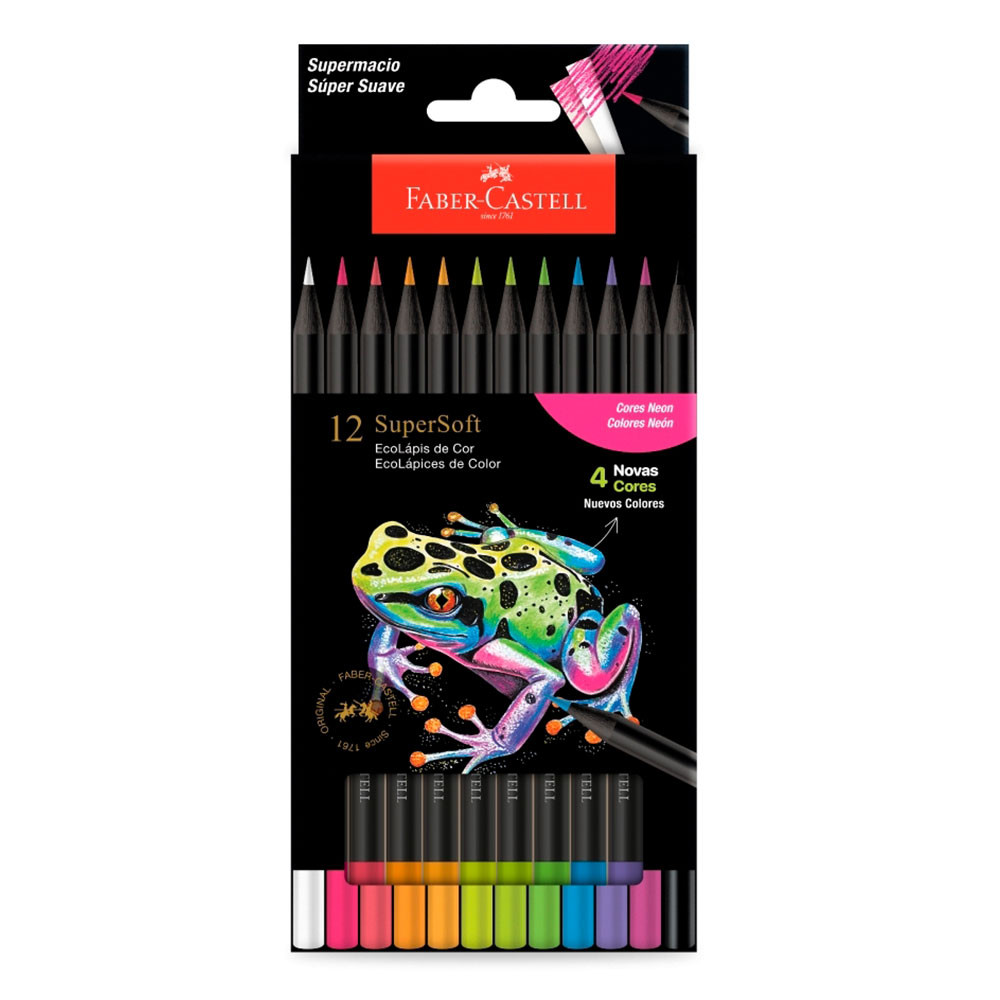 Lápis de cor Supersoft 12 cores Neon 210744 Faber-Castell Lápis de cor Supersoft 12 cores Neon 210744 Faber-Castell