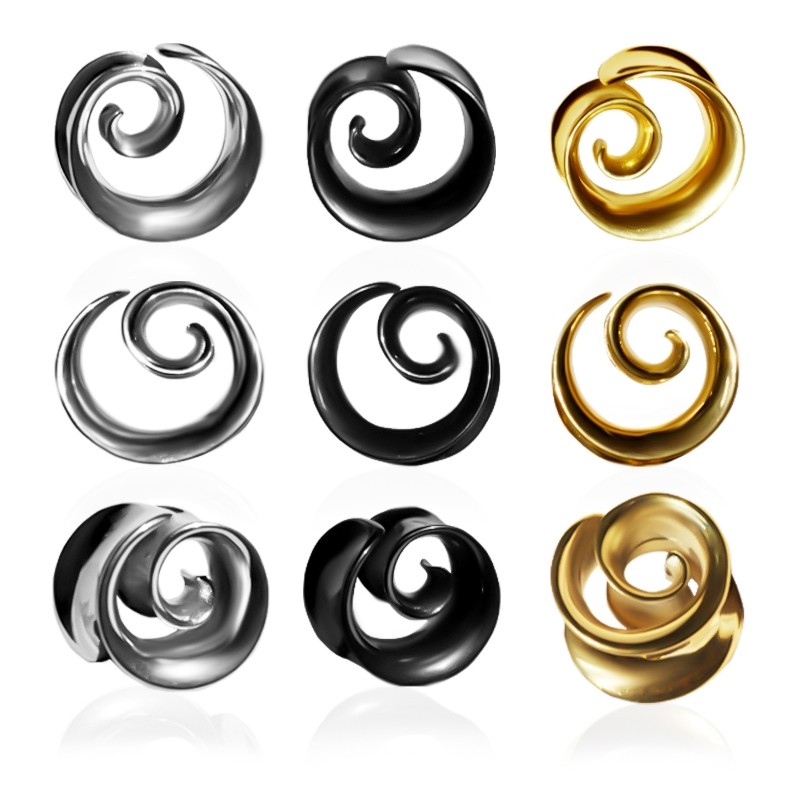 Alargador de Orelha Personalizado Aço Cirúrgico Black Espiral Alargador de Orelha Personalizado Aço Cirúrgico Black Espiral