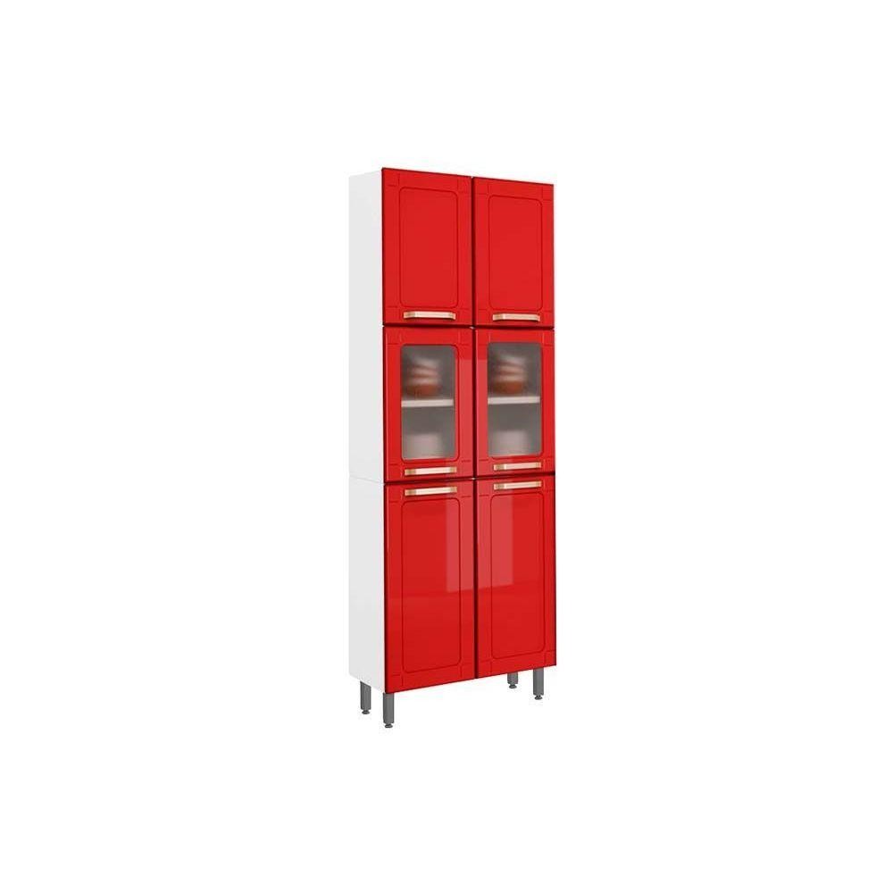 Paneleiro de Cozinha Colors 6037 c/ 6 Portas (2 Vidro) 70cm Branco/Vermelho – Bertolini Paneleiro de Cozinha Colors 6037 c/ 6 Portas (2 Vidro) 70cm Branco/Vermelho – Bertolini