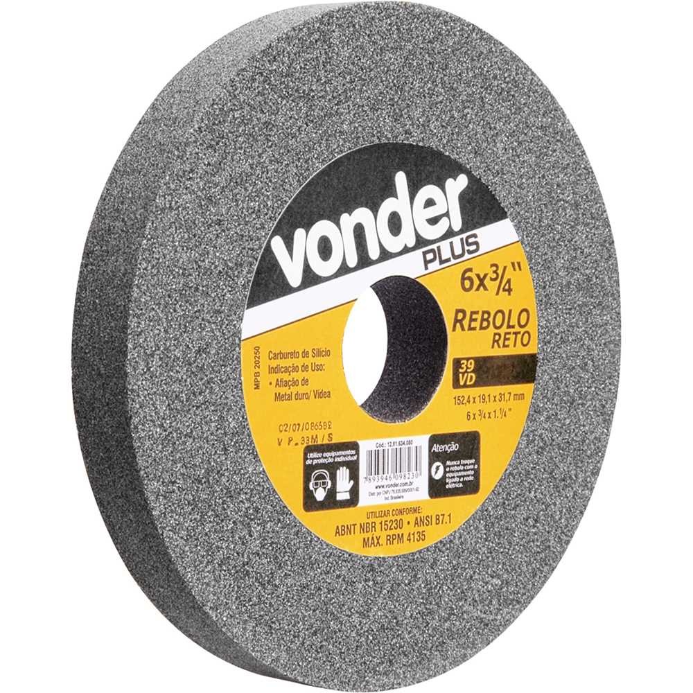Rebolo Reto 6 X 3/4 39 CVD Grão 120 Verde Vonder Plus Rebolo Reto 6 X 3/4 39 CVD Grão 120 Verde Vonder Plus