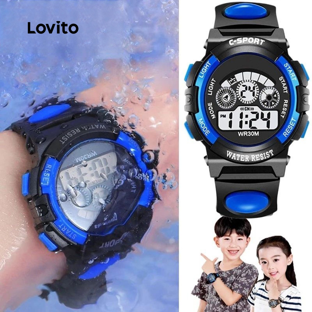 Lovito Relógio Led com Acabamento Brilhante Preto Antirreflexo Azul para Bebê e criança LFASCS289 Lovito Relógio Led com Acabamento Brilhante Preto Antirreflexo Azul para Bebê e criança LFASCS289