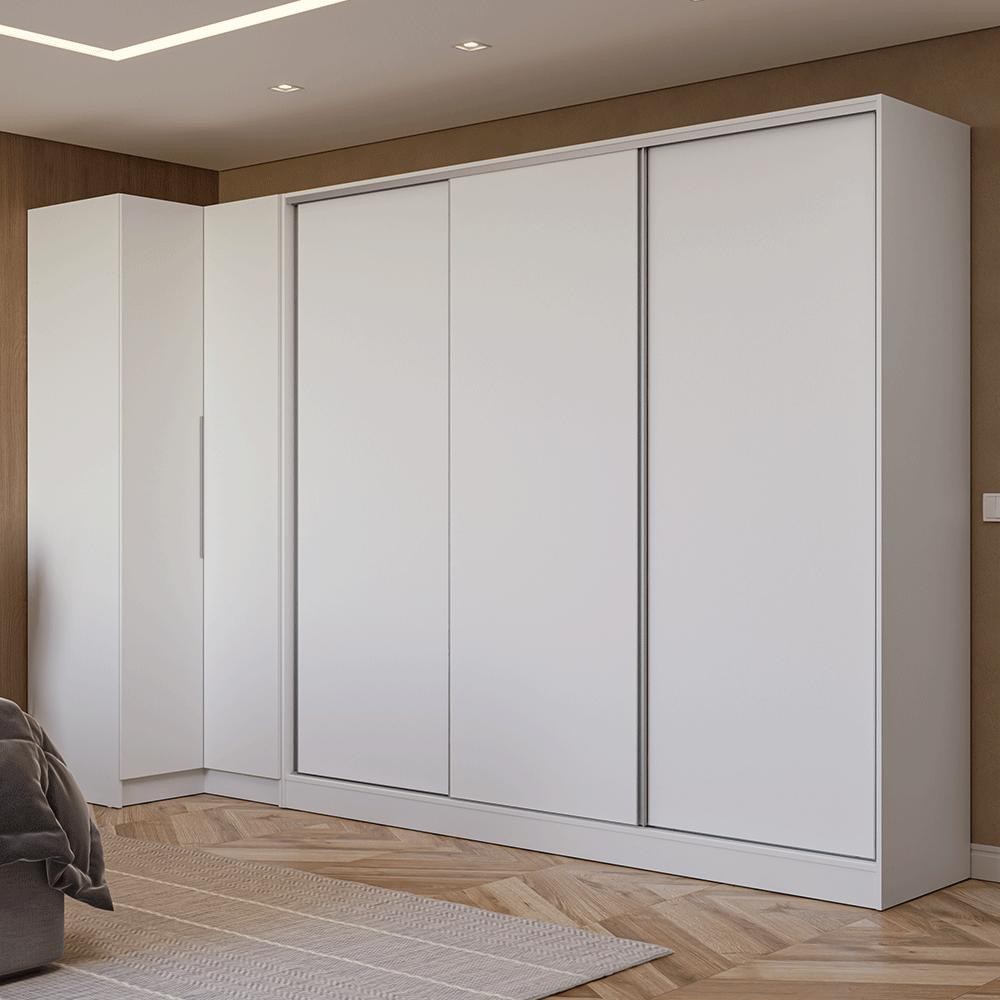 Guarda-Roupa Modulado Neo + Guarda-Roupa Royale 3 Portas de Correr Branco Madesa Guarda-Roupa Modulado Neo + Guarda-Roupa Royale 3 Portas de Correr Branco Madesa