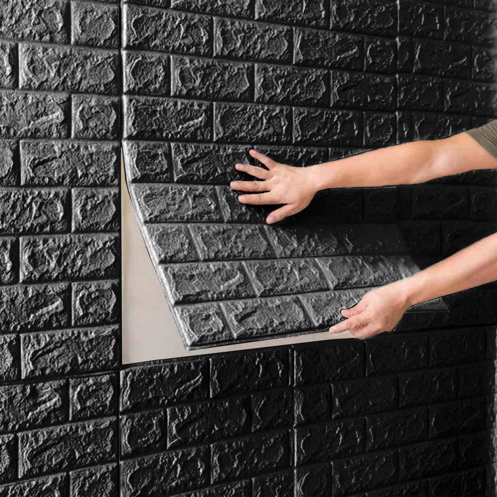 Placa 3D Tijolo Preto 70×38 Adesivo Autocolante Decoração Quarto Sala Banheiro Placa 3D Tijolo Preto 70×38 Adesivo Autocolante Decoração Quarto Sala Banheiro