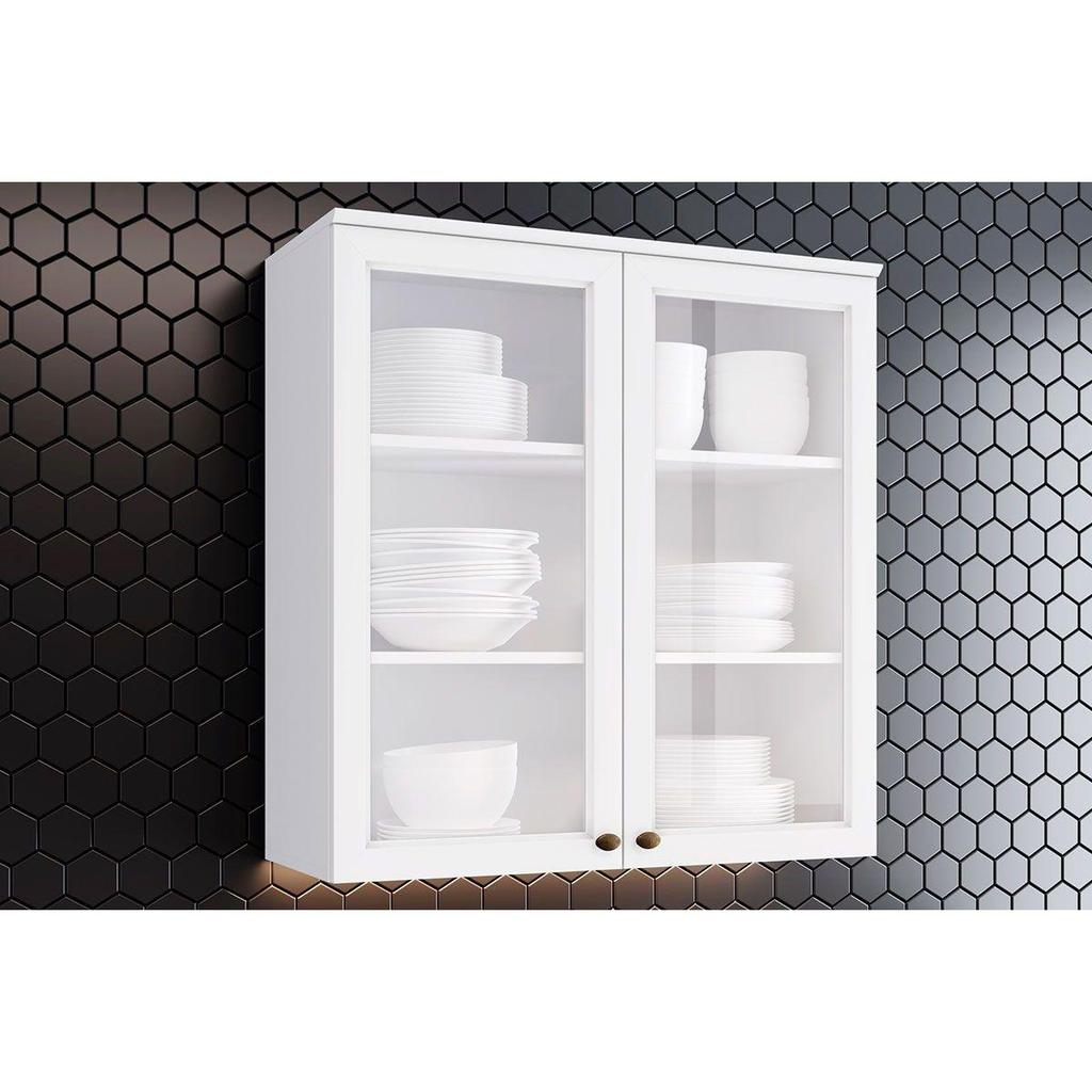 Armário Aéreo Cozinha Modulado Americana 2 Portas de Vidro 80cm Branco – Henn Armário Aéreo Cozinha Modulado Americana 2 Portas de Vidro 80cm Branco – Henn