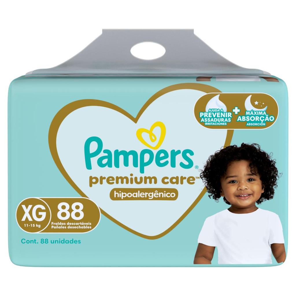 Fralda Descartável Infantil Pampers Premium Care XG Pacote 88 Unidades Fralda Descartável Infantil Pampers Premium Care XG Pacote 88 Unidades