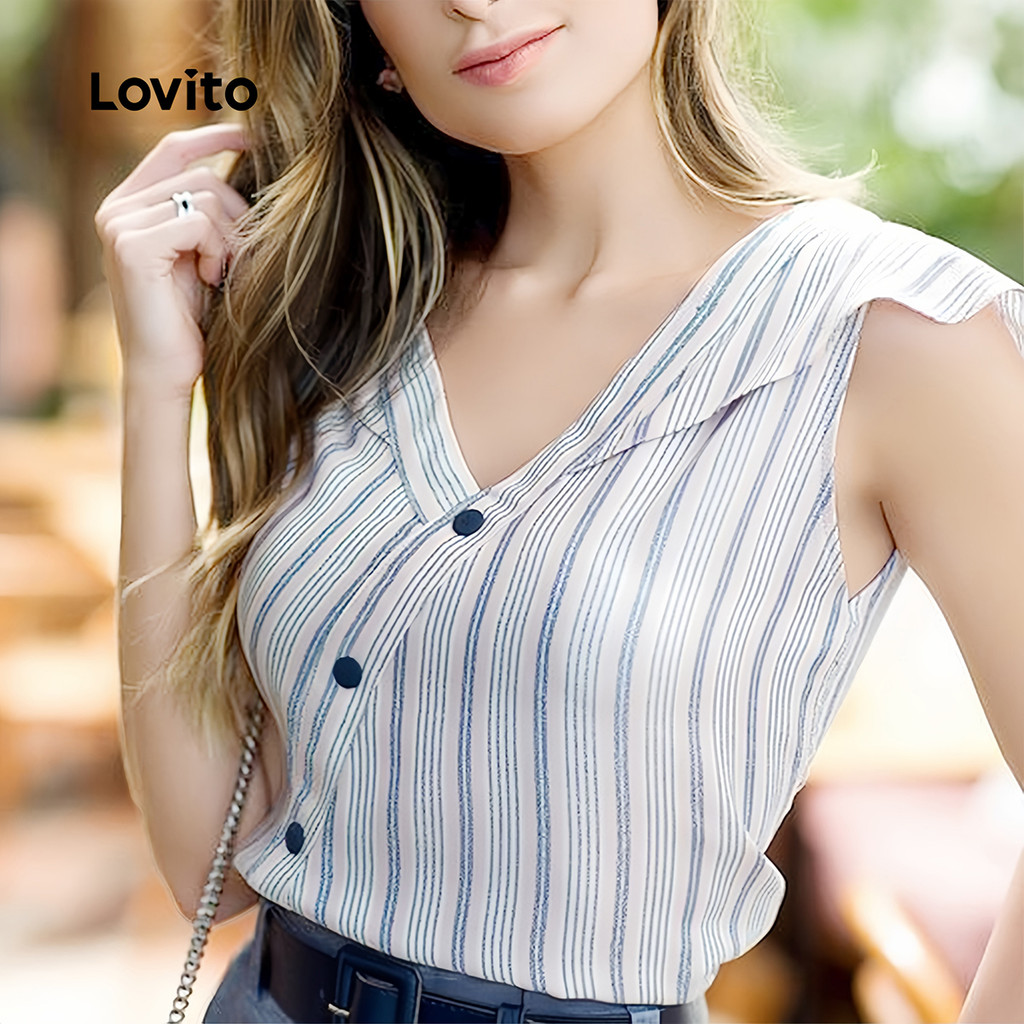 Lovito Blusa Boho Simples Férias Uso Diário Escola Encontros Viagens Com Babados Primavera/verão para Mulheres L154ED506 Lovito Blusa Boho Simples Férias Uso Diário Escola Encontros Viagens Com Babados Primavera/verão para Mulheres L154ED506