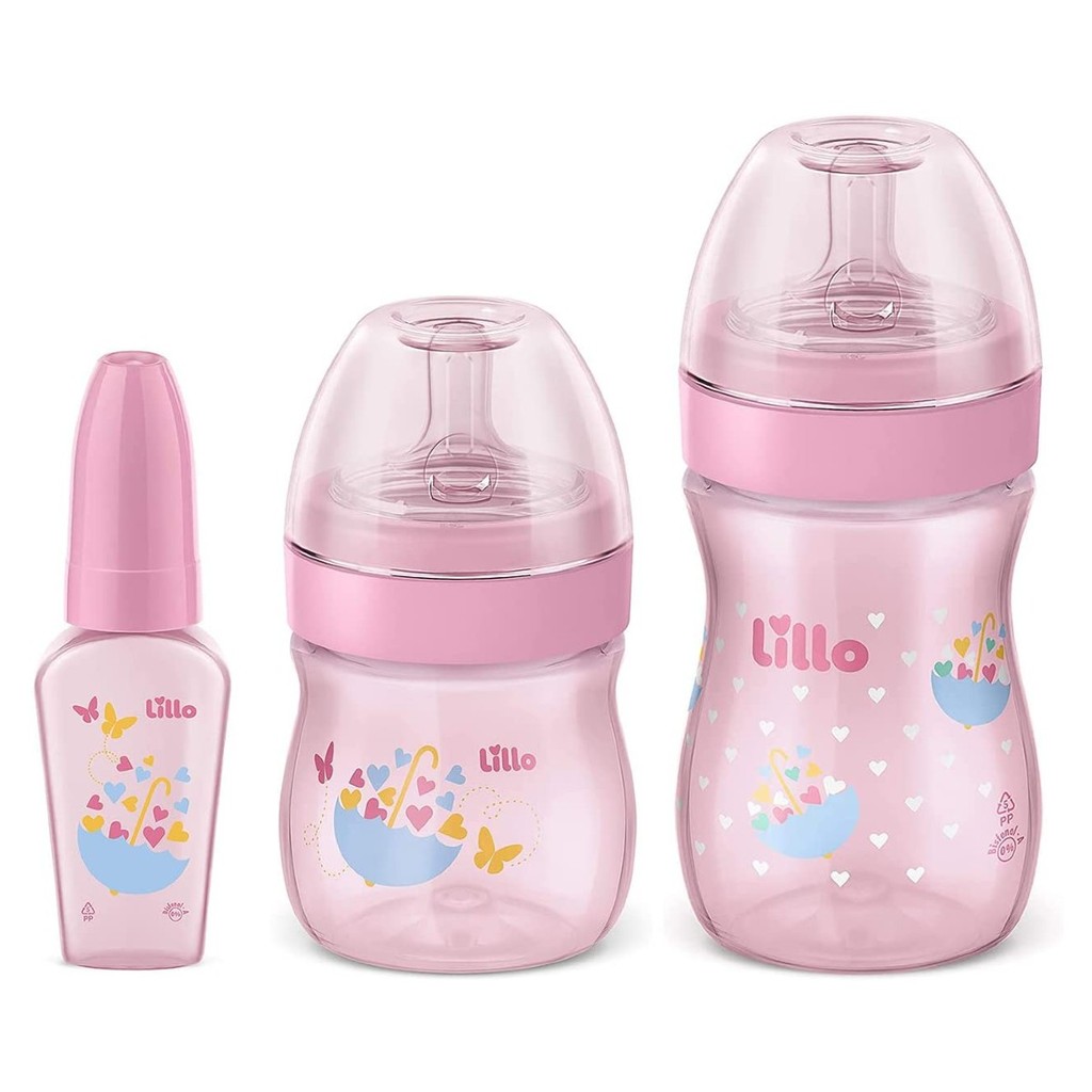 Kit de Mamadeira Primeiros Passos 50/150/240ml Rosa – Lillo Kit de Mamadeira Primeiros Passos 50/150/240ml Rosa – Lillo