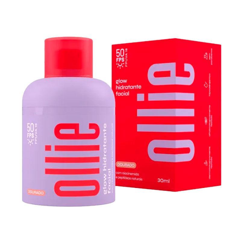 Glow Hidratante Facial Ollie FPS50 Cor Dourado 30ml Glow Hidratante Facial Ollie FPS50 Cor Dourado 30ml