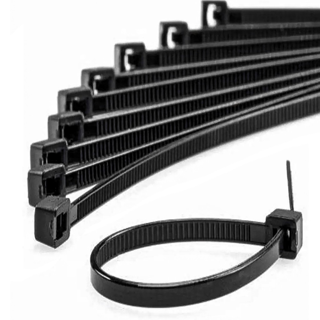 Pacote com 100 Abraçadeiras de Nylon Pretas Algom Pacote com 100 Abraçadeiras de Nylon Pretas Algom