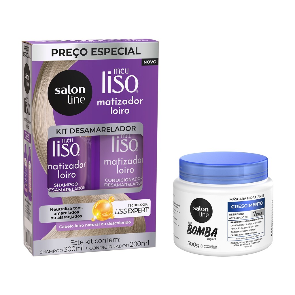 Kit Meu Liso Matizador Loiro com Máscara de Hidratação Kit Meu Liso Matizador Loiro com Máscara de Hidratação