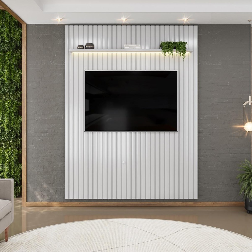 Painel para TV até 65 Polegadas Ripado com LED DJ Móveis Trento 183 Bali Painel para TV até 65 Polegadas Ripado com LED DJ Móveis Trento 183 Bali