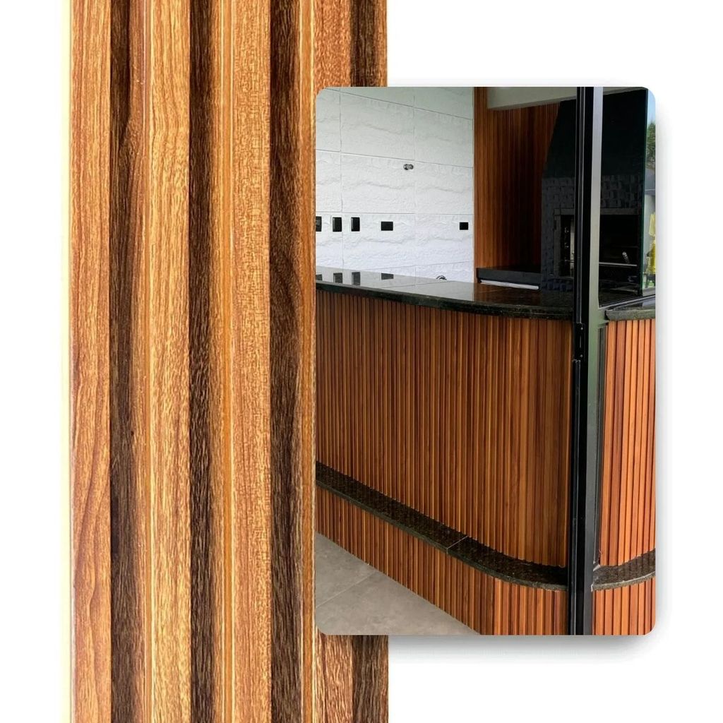Kit 6 Placas Painel Ripado Carvalho Decorativo 45×16,9 WPC Revestimento Parede Sala Quarto Kit 6 Placas Painel Ripado Carvalho Decorativo 45×16,9 WPC Revestimento Parede Sala Quarto