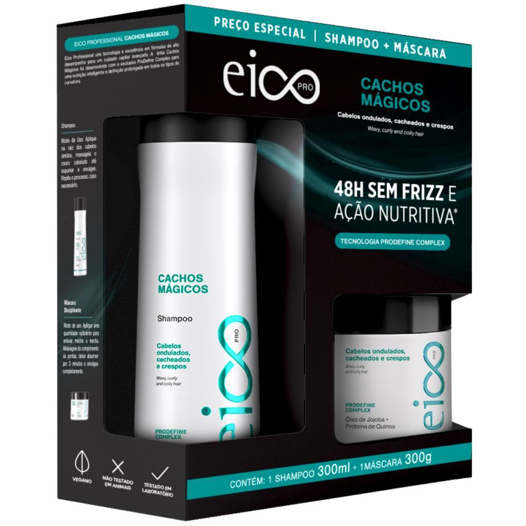 Kit Eico Shampoo 300ml Máscara Tratamento Hidratação 300ml Cachos Mágicos Kit Eico Shampoo 300ml Máscara Tratamento Hidratação 300ml Cachos Mágicos