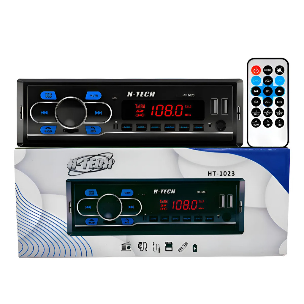 Som Rádio Automotivo Bluetooth Usb Card Sd Aux Fm Mp3 H-tech Som Rádio Automotivo Bluetooth Usb Card Sd Aux Fm Mp3 H-tech
