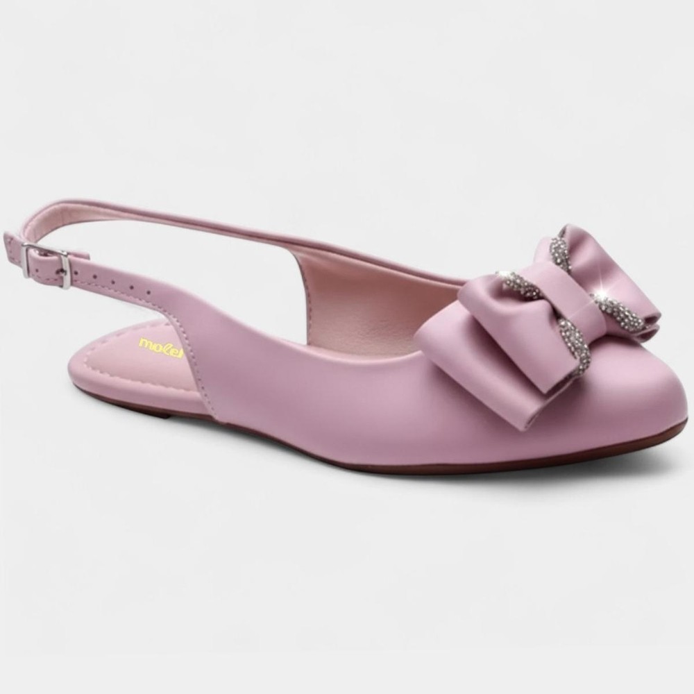 Sapatilha Slingback Molekinha Laço Strass Infantil – Rosa Sapatilha Slingback Molekinha Laço Strass Infantil – Rosa