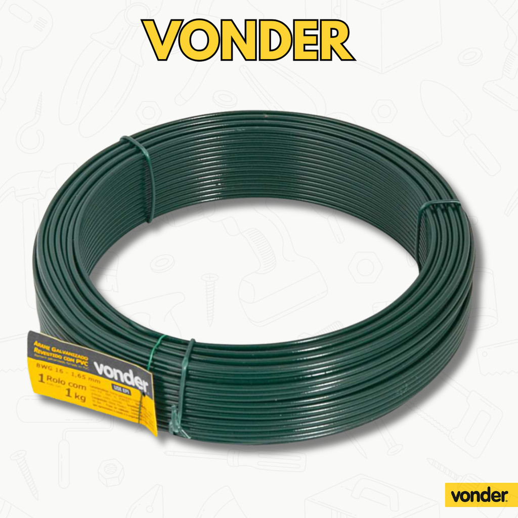 Arame Revestido com PVC Verde BWG 16 – 1 kg – Vonder Arame Revestido com PVC Verde BWG 16 – 1 kg – Vonder
