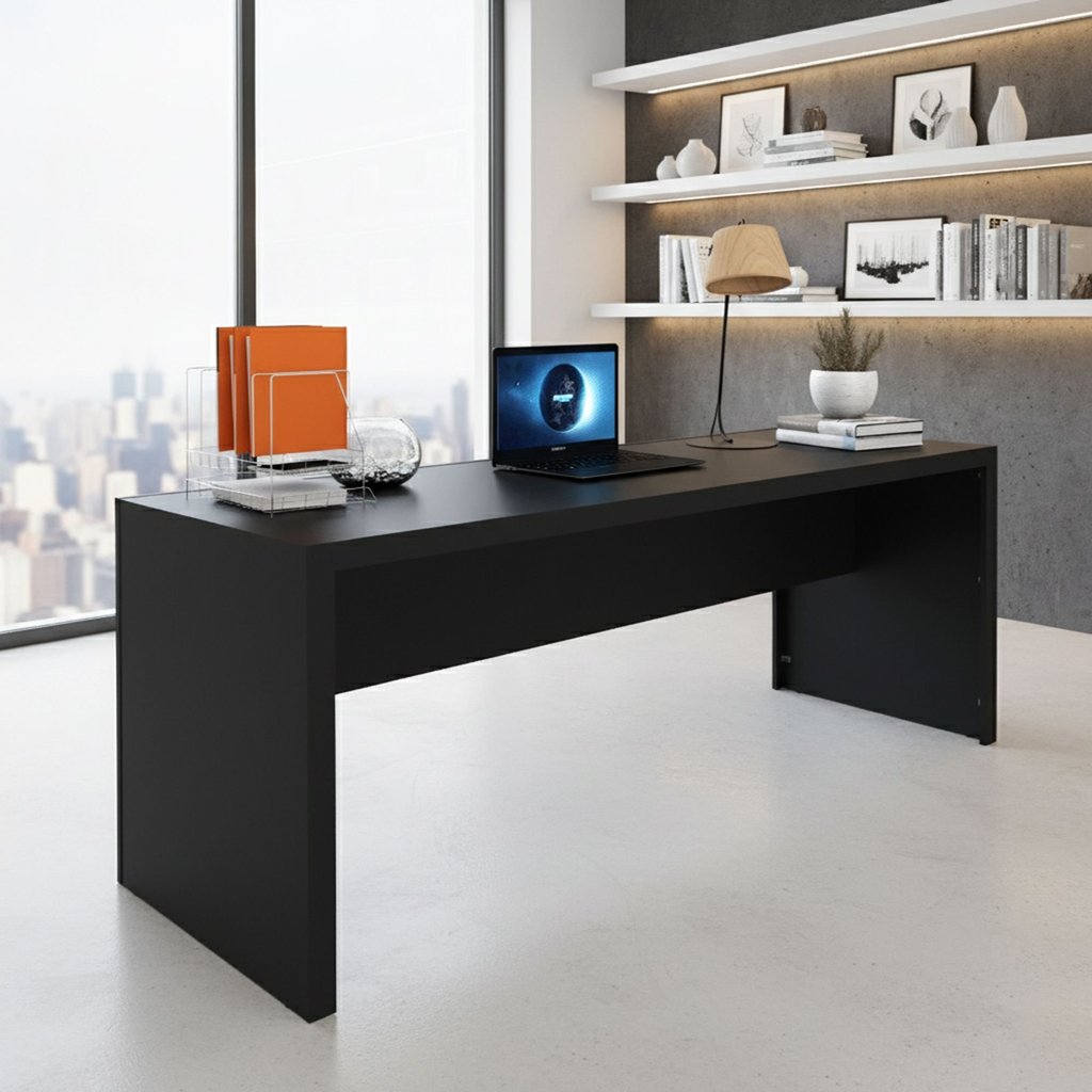 Escrivaninha Mesa Escritório 2 Lugares 180cm ME4185 Preto Escrivaninha Mesa Escritório 2 Lugares 180cm ME4185 Preto