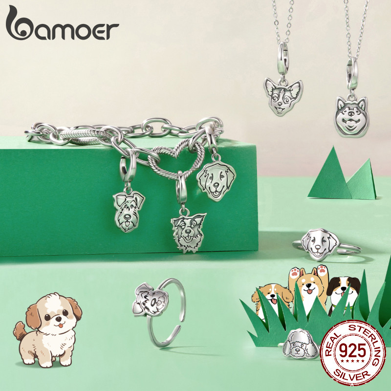 Bamoer 925 Prata Esterlina Charme Cão De Estimação Chihuahua Golden Retriever Fecho Pingente DIY Para Pulseira Presentes Bamoer 925 Prata Esterlina Charme Cão De Estimação Chihuahua Golden Retriever Fecho Pingente DIY Para Pulseira Presentes