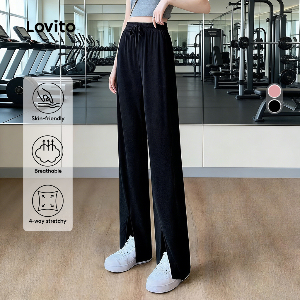 Lovito Calça Esportiva Preta Respirável Seca Rápido Outdoor Corrida Yoga Atividades Esportivas Feminino LNA137032 Lovito Calça Esportiva Preta Respirável Seca Rápido Outdoor Corrida Yoga Atividades Esportivas Feminino LNA137032