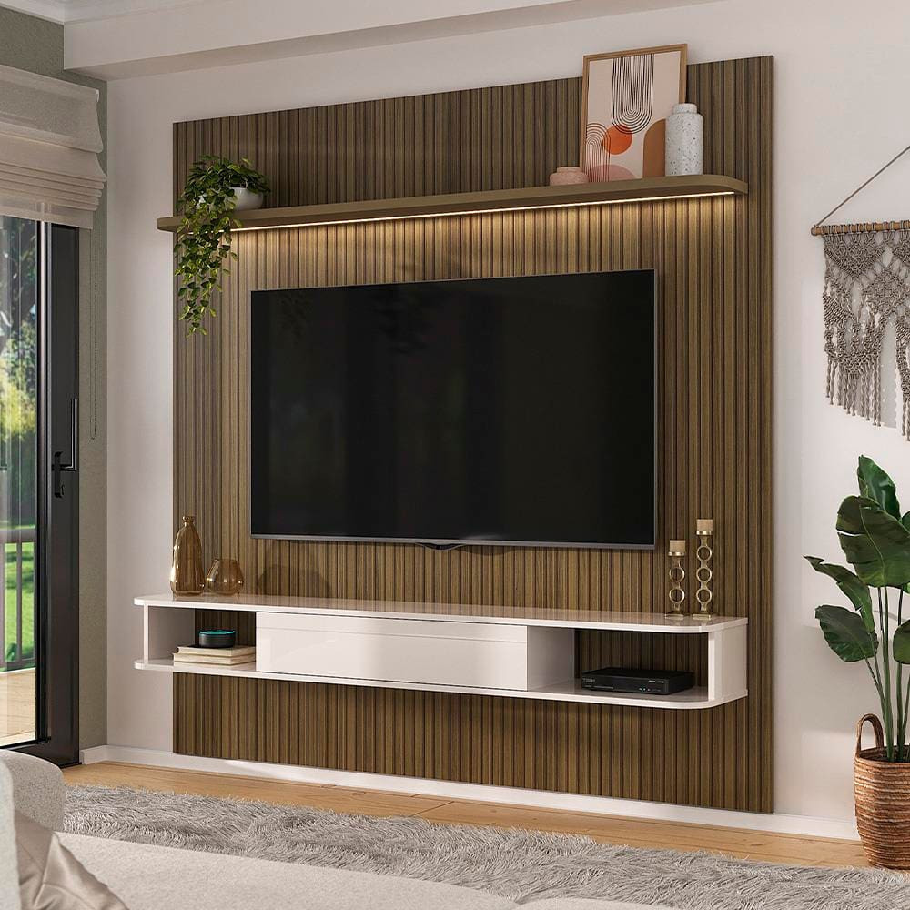 Painel Belluno para TV de até 75 Polegadas com 1 Prateleira e 2 Nichos Artely Painel Belluno para TV de até 75 Polegadas com 1 Prateleira e 2 Nichos Artely