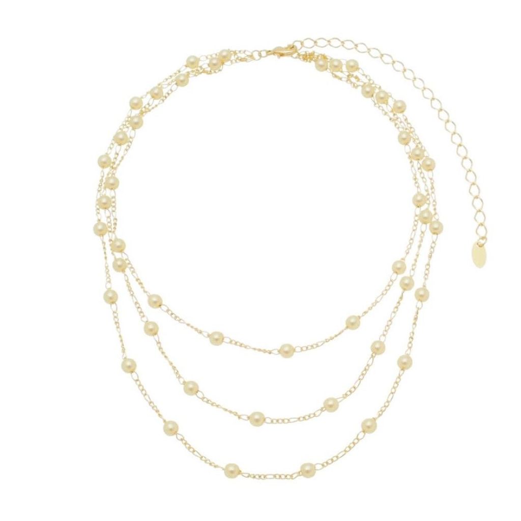 CHOKER PIUKA LOREN 3 VOLTAS PÉROLAS FOLHEADO A OURO 18K CHOKER PIUKA LOREN 3 VOLTAS PÉROLAS FOLHEADO A OURO 18K