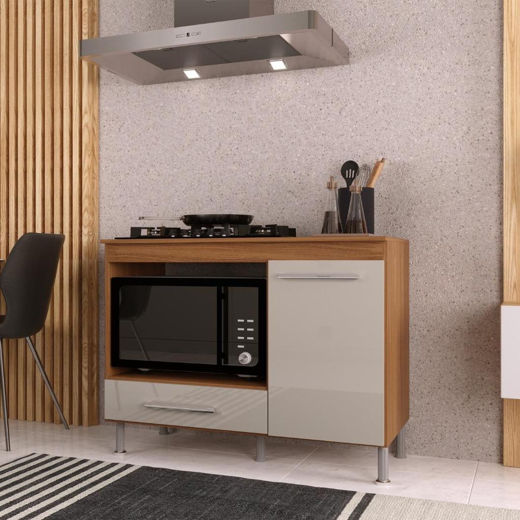 Balcão Modulado para Forno e Cooktop 105cm 1 Porta 1 Gaveta Madrid Fidelitá Freijó/Off-White Balcão Modulado para Forno e Cooktop 105cm 1 Porta 1 Gaveta Madrid Fidelitá Freijó/Off-White