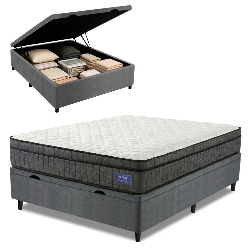 Cama Box Baú Colchão Casal Ortopédico D33 Euro Pillow Ultra 138x188x66cm Cama Box Baú Colchão Casal Ortopédico D33 Euro Pillow Ultra 138x188x66cm