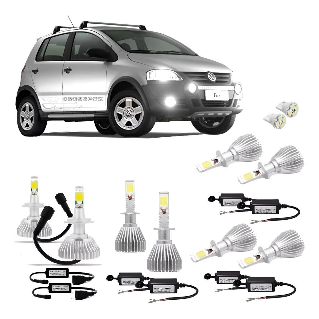 Lampada Leds Farol Alto Baixo Milha E Aux Cross Fox + Brinde