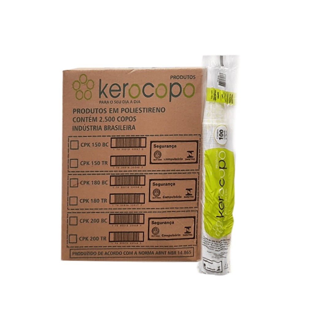 Copo Descartável Branco PS 25x100x180ml Kerocopo Copo Descartável Branco PS 25x100x180ml Kerocopo