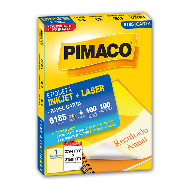 Etiqueta inkjet/laser carta 6185 com 100 folhas Pimaco Etiqueta inkjet/laser carta 6185 com 100 folhas Pimaco